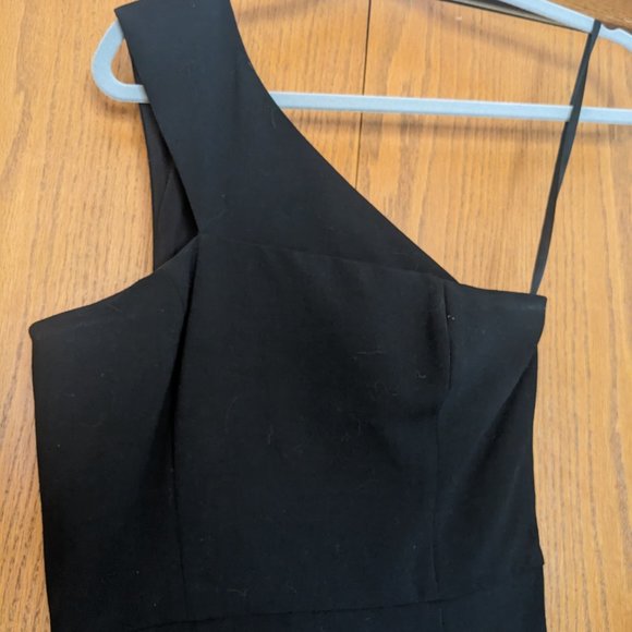 French Connection Black One Shoulder Black Fit and Flare Mini Dress - Picture 2 of 4